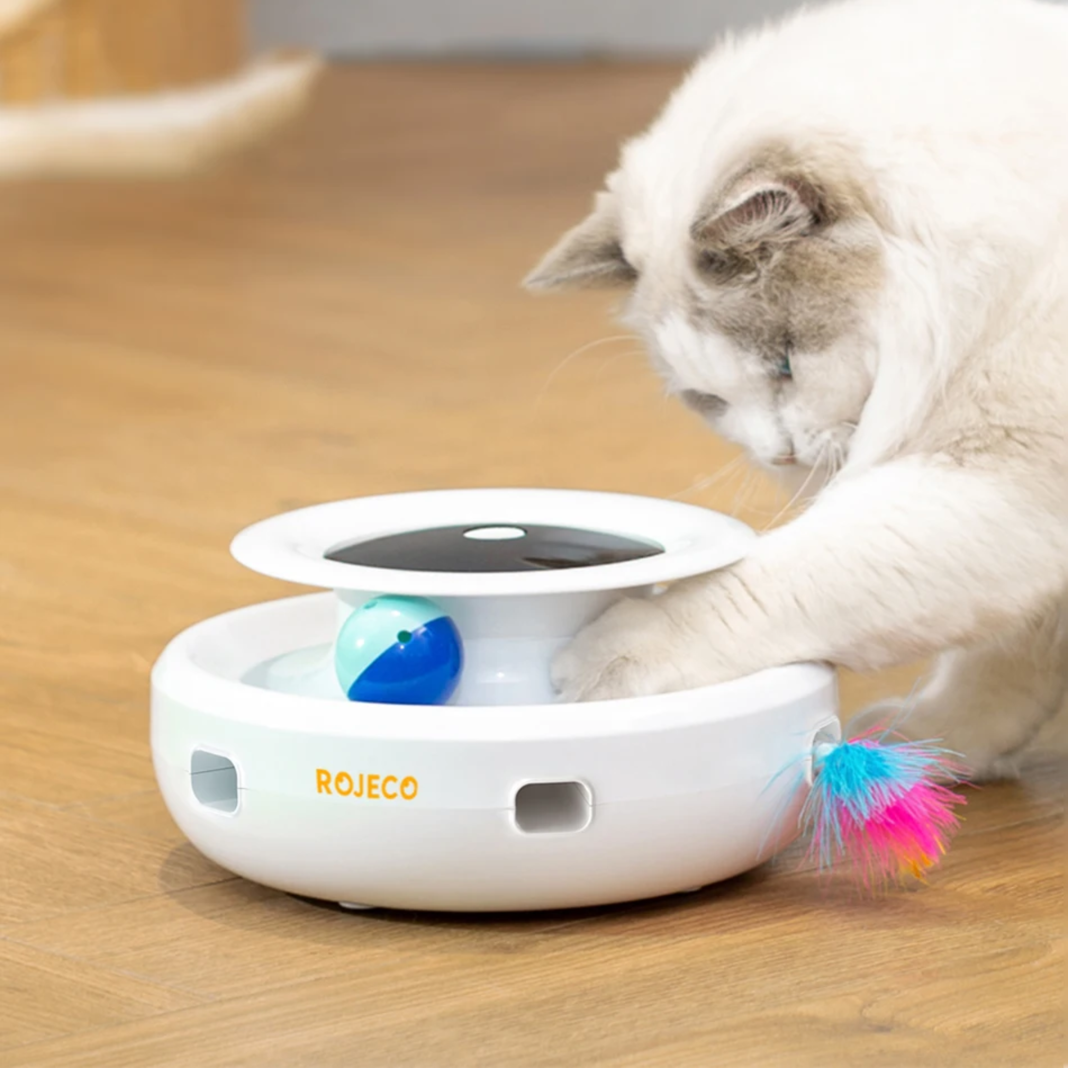 Electronic Interactive Cat Toy - Feather & Ball Set