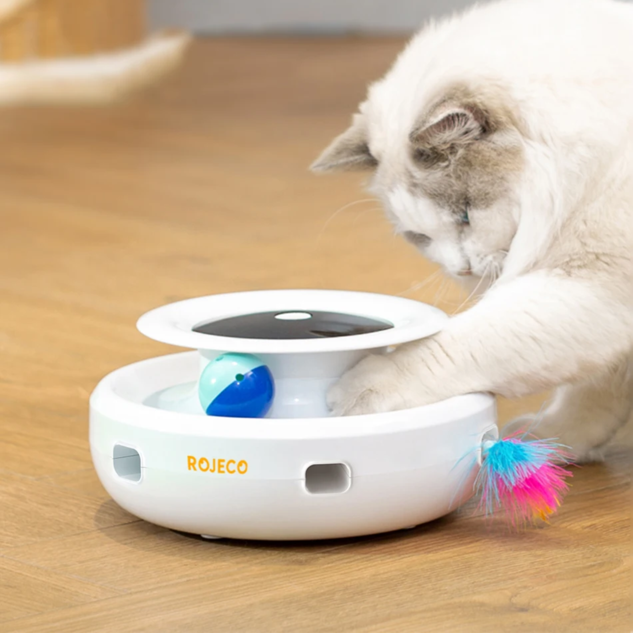 Electronic Interactive Cat Toy - Feather & Ball Set